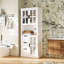 White Bathroom Storage Cabinet With Glass Doors & Black Handles