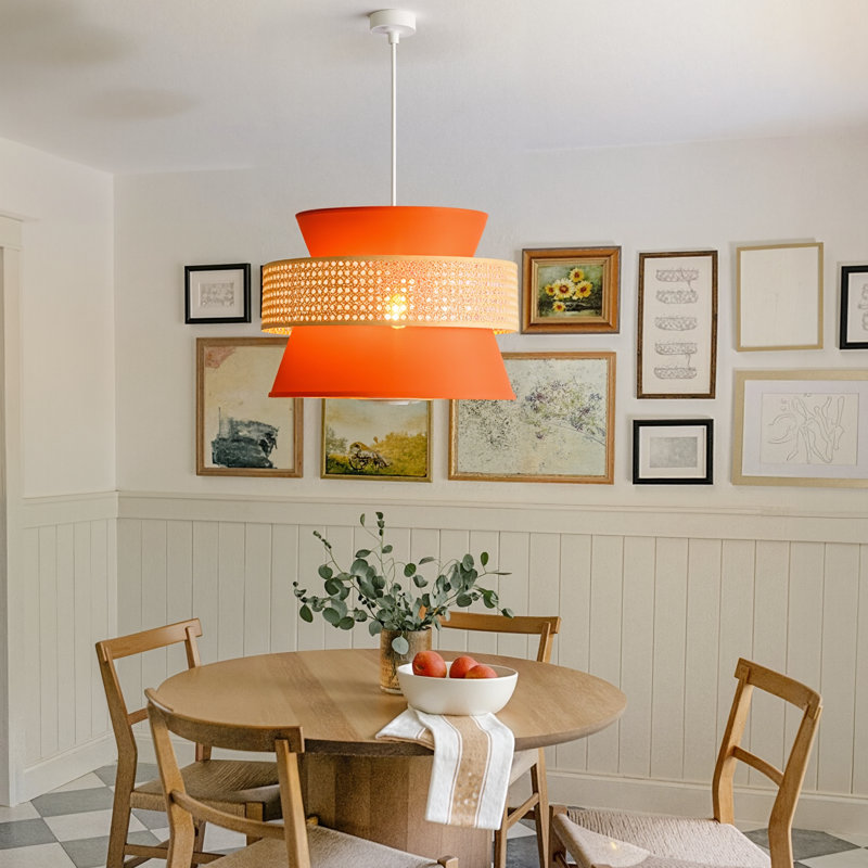 Guerande 1 - Light Orange Lantern Pendant, 11.81" H x 15.74" W x 15.74" D