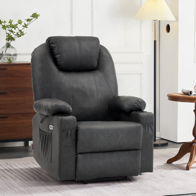 Fauteuil inclinable électrique avec massage et chaleur pour les personnes grandes et grandes, 3 positions, similicuir