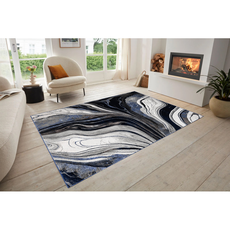 Iris Area Rug Blue, Rectangle 60 x 110 cm