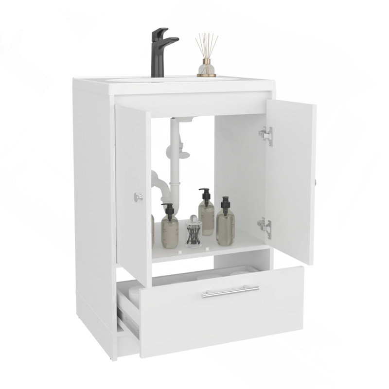 Meuble-lavabo avec deux portes et deux tiroirs Madison, blanc, White