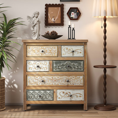 Multicolore, commode décorative en bois à 6 tiroirs Style pour rangement dans la chambre à coucher et le salon, avec motifs