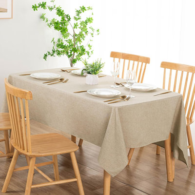 1 Piece Rectangle Faux Linen Tablecloth - Textured Waterproof Spill-Proof Wrinkle and Stain Resistant Table Cloth Decorative Fabric Farmhouse Table Cover for Kitchen Dining