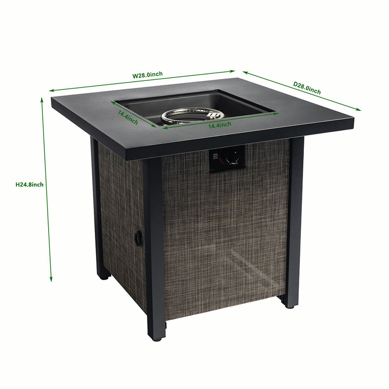 Plateau de table carré en acier au propane avec panneau latéral en PVC-coated polyester
