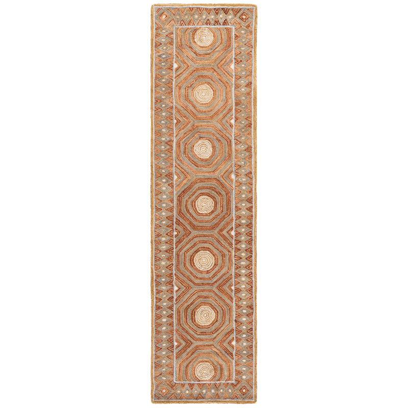 Micro-Loop 638 Hand Tufted Wool; Cotton With Latex Geometric Rug, Runner 2'3" x 9'