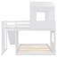 Lit superposé en bois, lit mezzanine avec maisonnette, maison de campagne, échelle, glissade et garde-corps-1108372386
