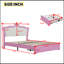Structure de lit double pleine grandeur avec lumières DEL, lit princesse rembourré moderne avec tête de lit couronne, 2 tiroirs, rose et blanc