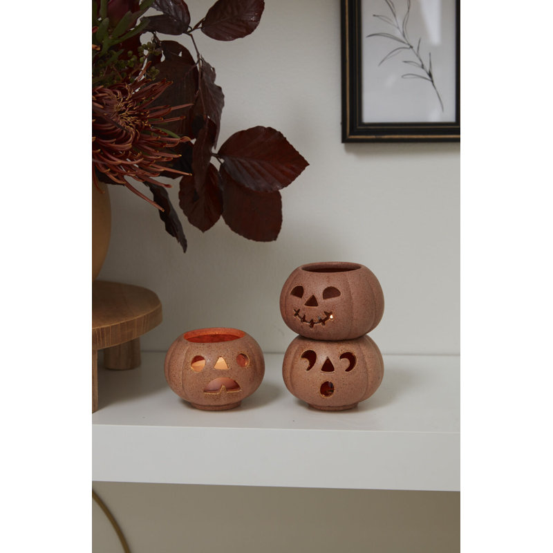 Ensemble de 3 votives Grinning Pumpkin - 3,25 po x 7 po