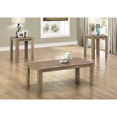 Ensemble de table, ensemble 3 pièces, café, bout, côté, accent, salon, stratifié brun, transitionnel