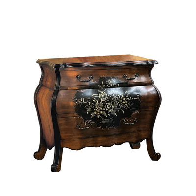 3 Bedroom Chest In Oak And Antique Black - Showcases Elegant Design Provides Organized Storage
