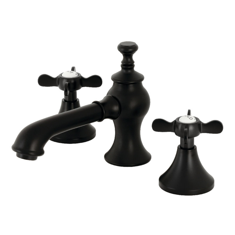 Essex Widespread Bathroom Faucet with Drain Assembly, Matte Black