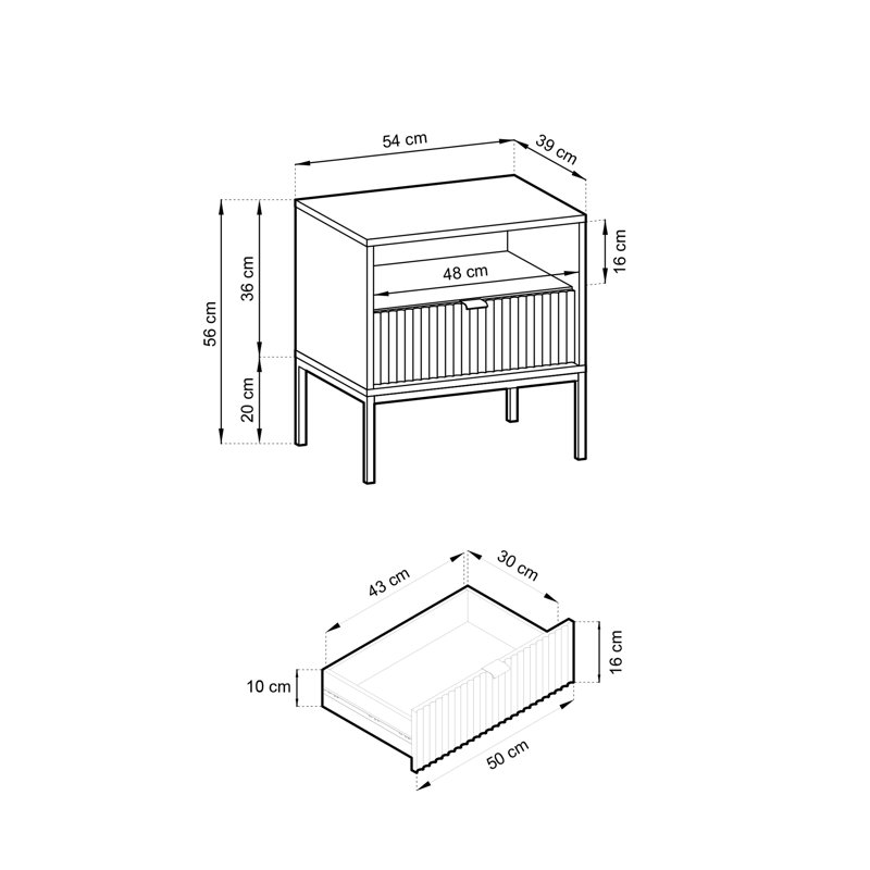 Auriville 54cm W Manufactured Wood Bedside Table