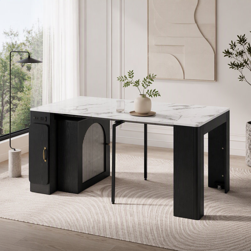 Extendable Dining Table with Storage and Power Outlet