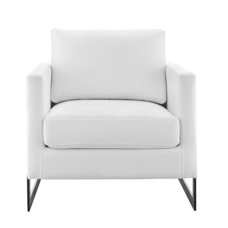 Fauteuil d'appoint en tissu Posse, Polyester blanc, Noir