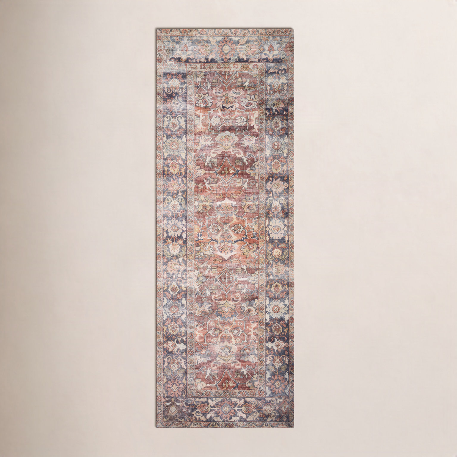 Portman Spice Orange Blue Oriental Rug, Runner 2' x 5'