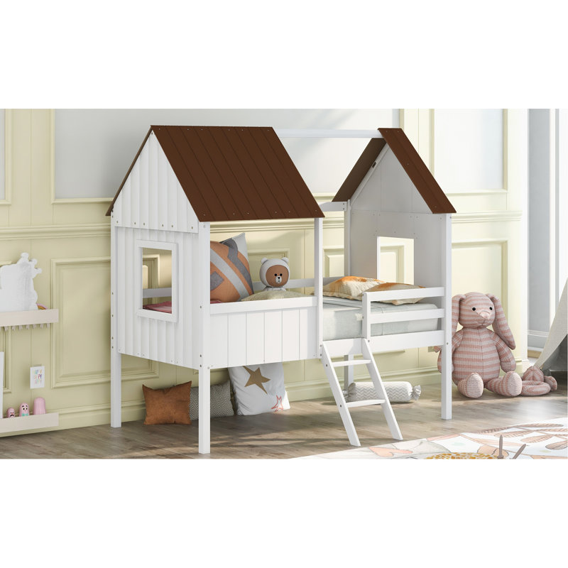 Lit simple en bois pour lit simple - deux fenêtres latérales pour un sommeil confortable et sain