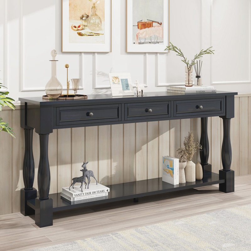 Cervantez Console Table Long Console Table with Drawers and Shelf,entryway table,sofa table, Espresso