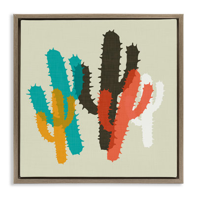 Art mural sur toile flottant encadré «Layered Cacti» par SD Graphics Studio