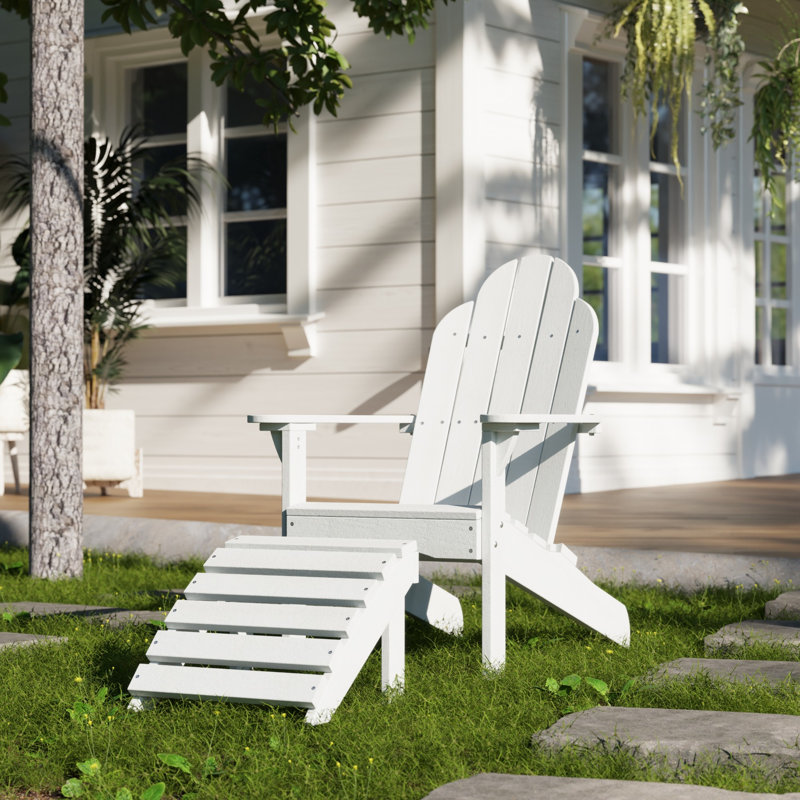 Lollis Adirondack Chair With Ottoman, White