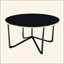 Table basse ronde et tables de bout, ensemble de 3 pièces, plateau en verre trempé noir, cadre en métal, meubles de salon modernes