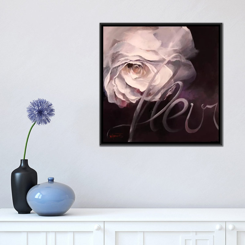 " Fleur I " by Willem Haenraets, 18" H x 18" W x 1.5" D, Black Framed Canvas, No Mat