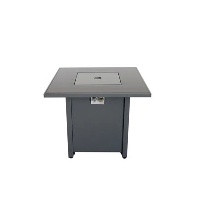 30" Fire Pit Table With Smoked Glass Protector - Stainless Steel Propane/natural Gas Compatible Lava Rocks 40,000 Gray Fireplace Rust & Heat Propane O