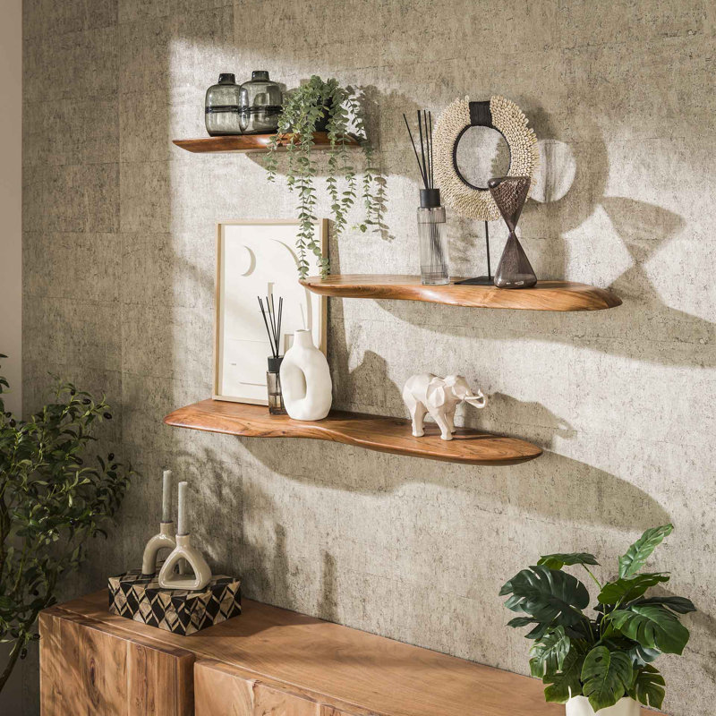 Caro Solid Wood Floating Shelf, 4cm H x 90cm W x 20cm D