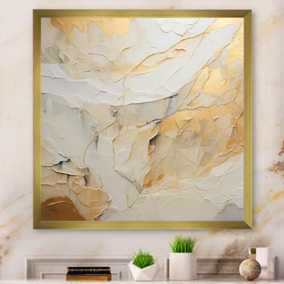 Art sur toile, formes abstraites de glacier beige et doré II