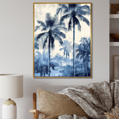 Palmiers bleus rétro, impression sur toile, palmiers, ombres II