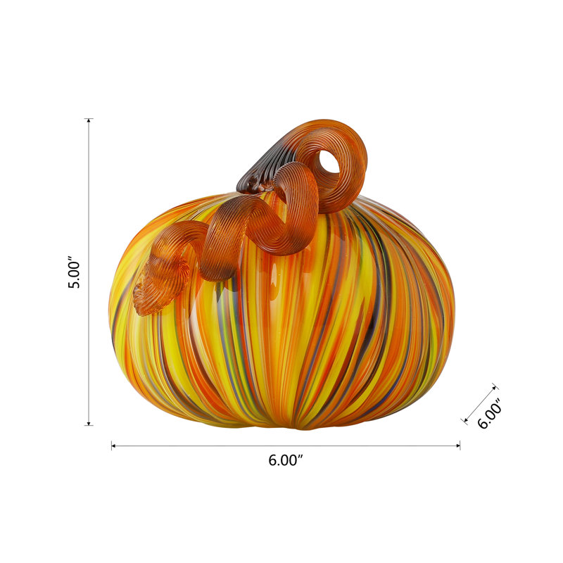 Sculpture citrouille en verre à rayures fait main