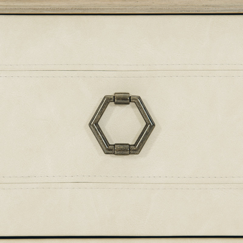 Beige Oak and Ash Transitional 3-Drawer Nightstand