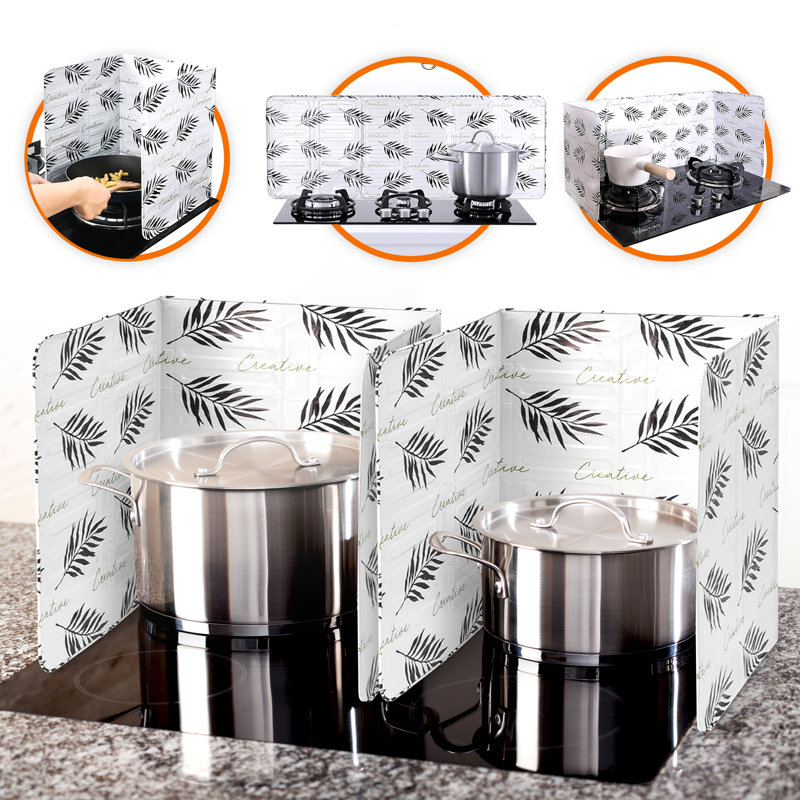 Foldable Aluminum Oil Splatter Guard Plates (White)
