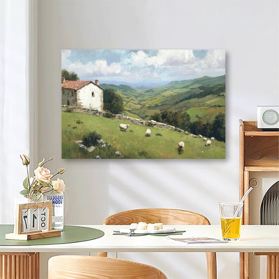 Irish Sheep Grazing Rural Ireland Countryside Farmhouse Art, Large Gallery Wrapped Canvas Wall Art Print for Living Room & Bedroom