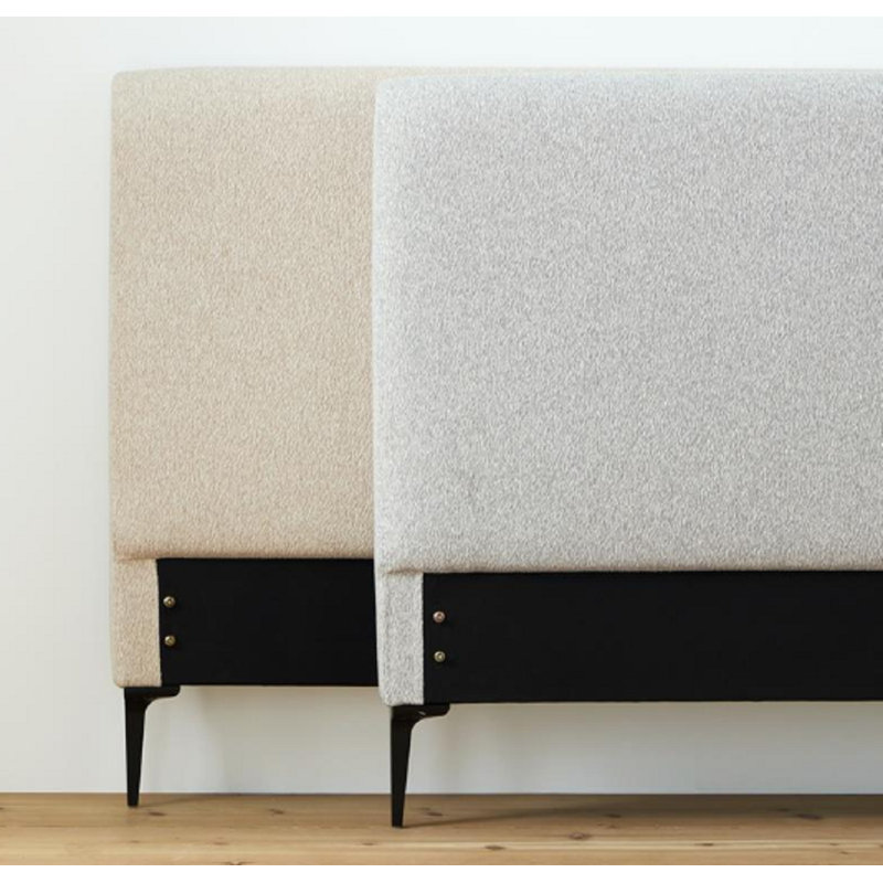 Light Gray King Upholstered Platform Bed with Wood Frame
