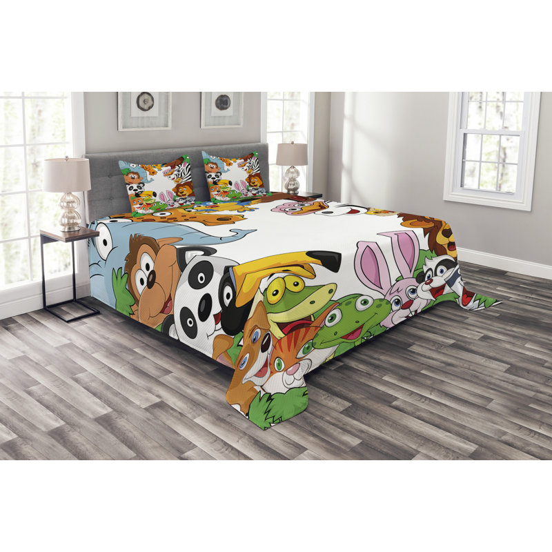 Adwoa Polyester No Pattern Bedspread with Pillow Shams Included, 220 x 264 cm Bedspread - 2 Shams