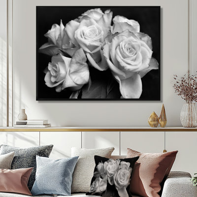 Bunch of Roses Black and White - Floral Canvas Art Print