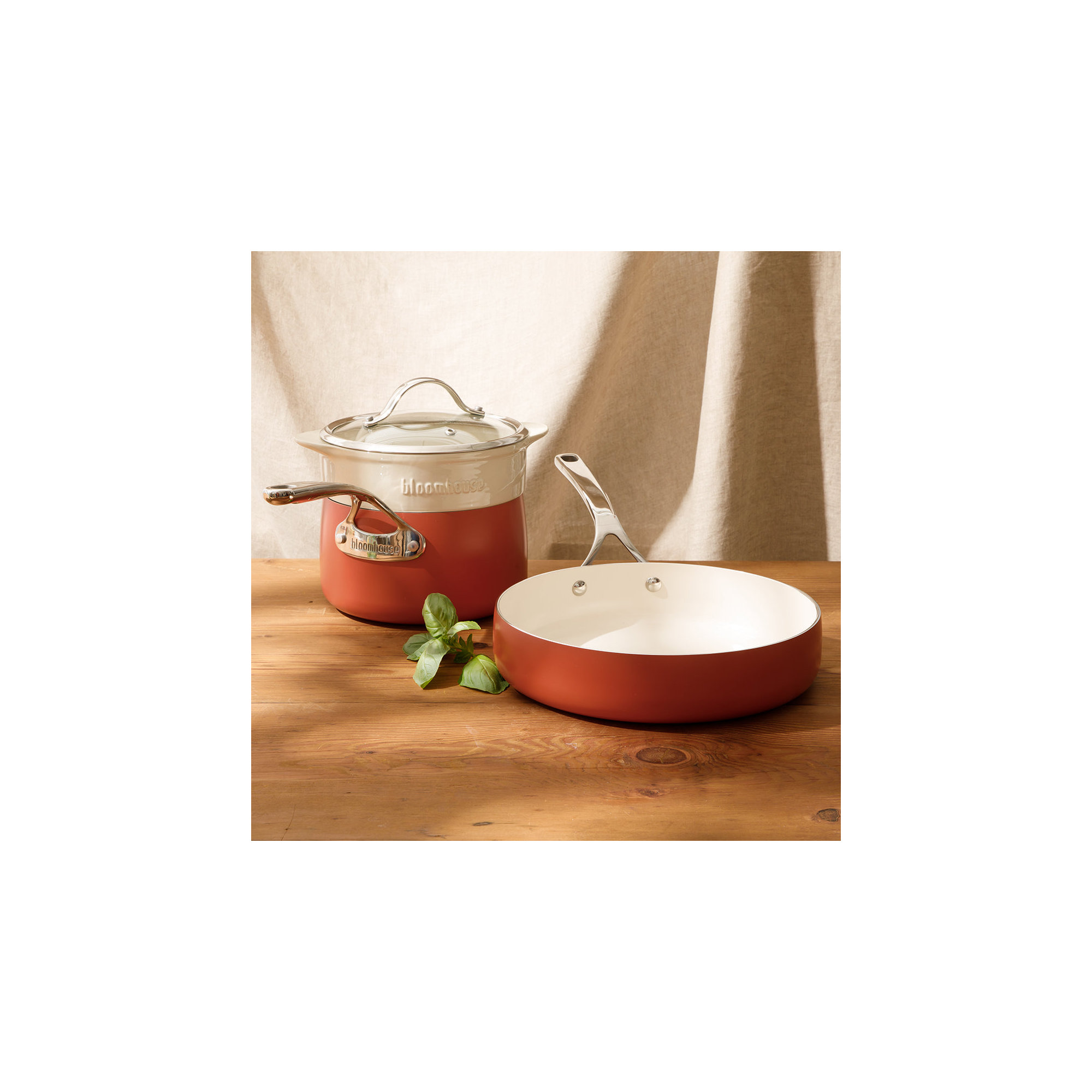 4 - Piece Non-Stick Aluminum Cookware Set, Terracota Orange
