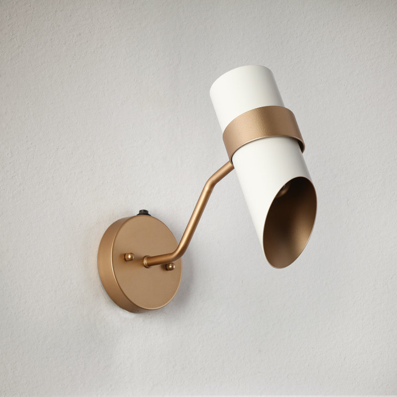 Justyce Outdoor Wall Light With Dusk To Dawn, Gold/White