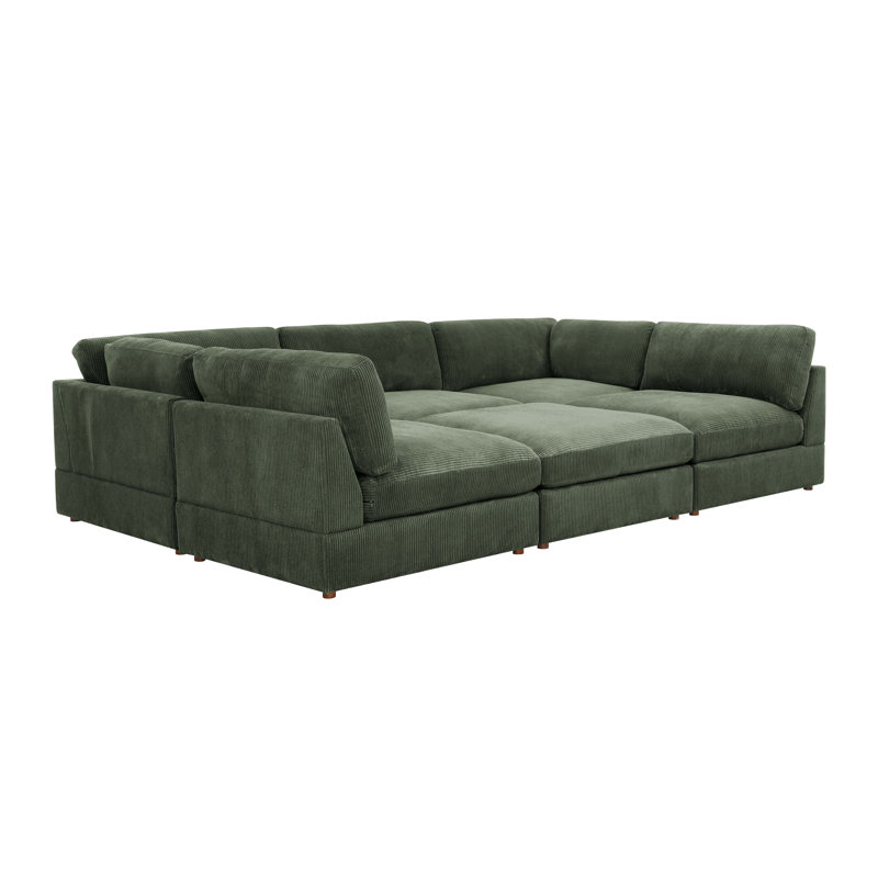 Canapé modulaire en velours côtelé Archmouth, Vert foncé, H 34 po x l 131 po x P 127 po