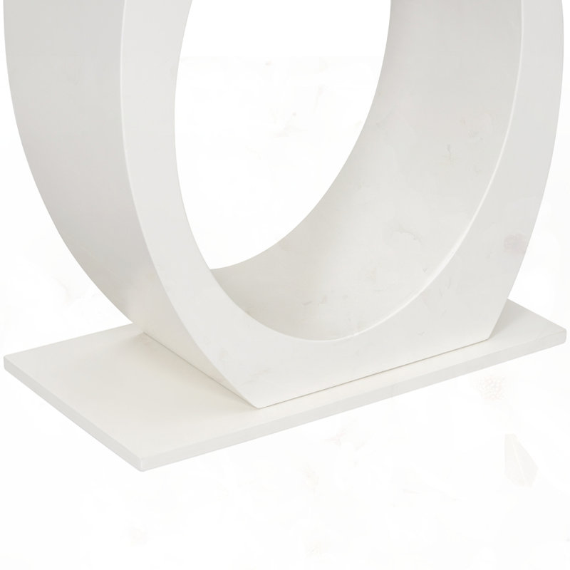 Stylish Modern Console Table with Egg-Shaped Base, White