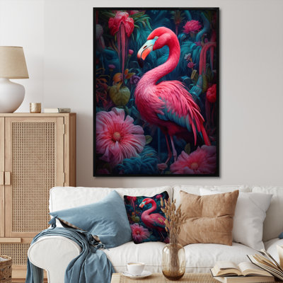 «Tropical Flamingo Grace III - Flamingo», reproduction d'art sur toile