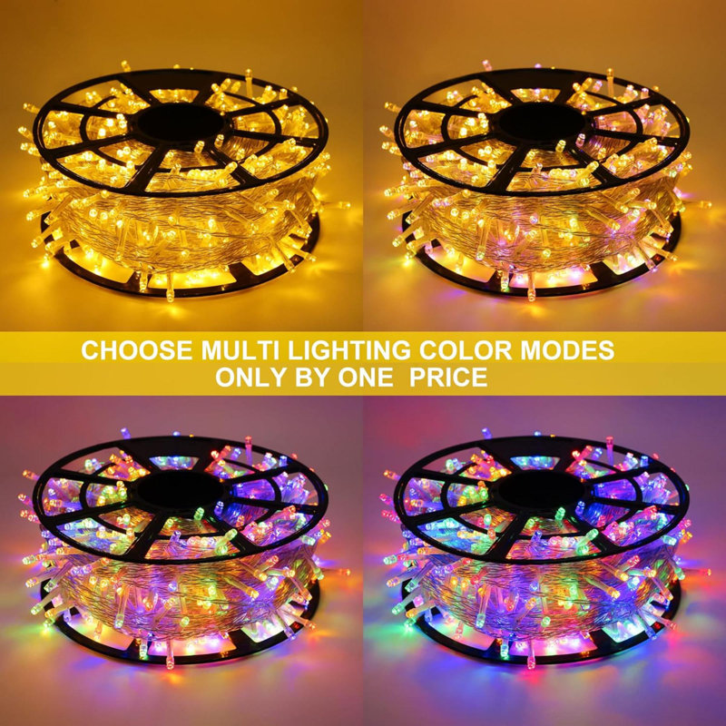 600 LED Colour Changing String Lights Plug In, 168FT Warm White & Multicolor Christmas Lights With 11 Modes Remote, Christmas String Lights Outdoor Waterproof Clear Wire For Tree Xmas Decor