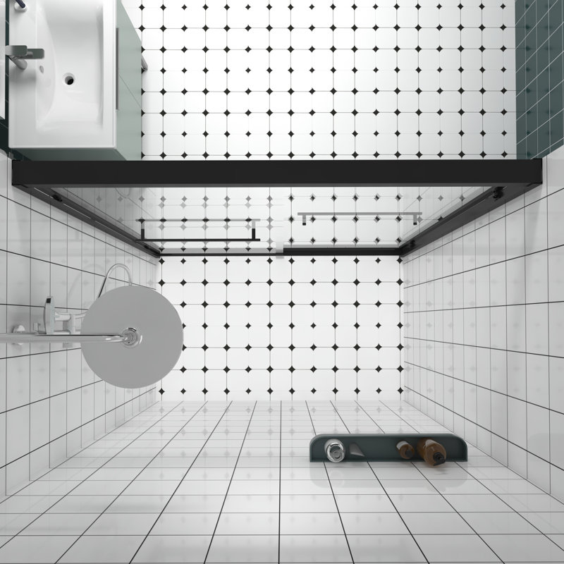Cabine de douche coulissante en aluminium à double cadre en aluminium avec verre trempé de 1/4 po de 6 mm et de conception sécuritaire
