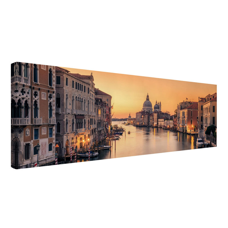 Golden Venice - Wrapped Canvas Print, Orange, 41cm H x 61cm W, Paper