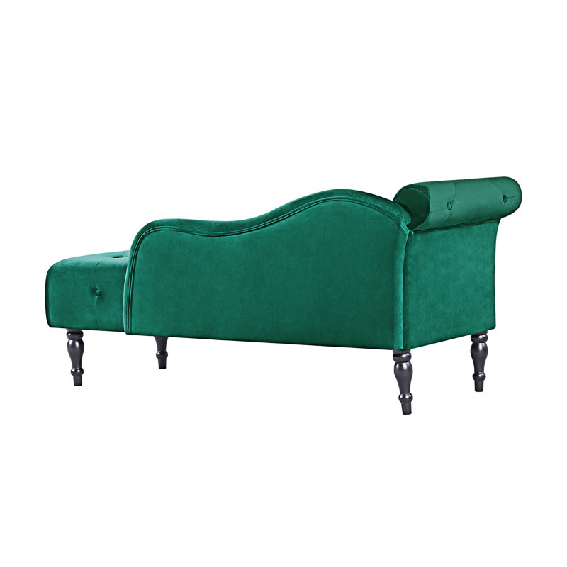 Chaise longue capitonnée à boutons avec coussin, Vert