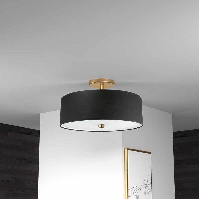 Plafonnier semi-encastré 3 lumières 14 po Tess, Noir