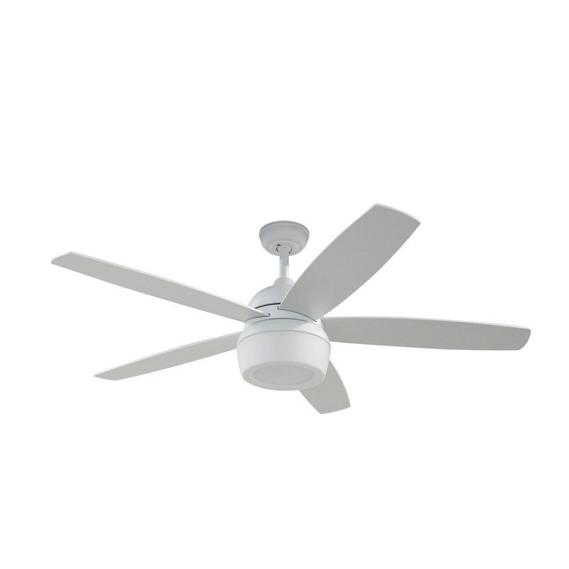 Boulder 52 inch Classic Matte White Ceiling Fan with LED Light and Remote Control