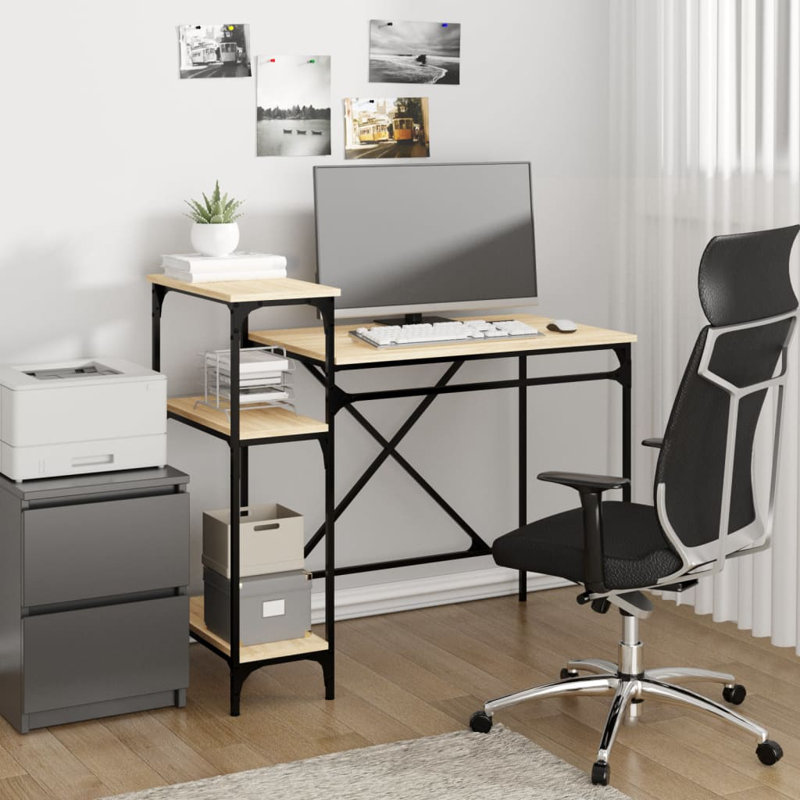 Yandell Metal Base Computer Desk,  Sonoma Oak