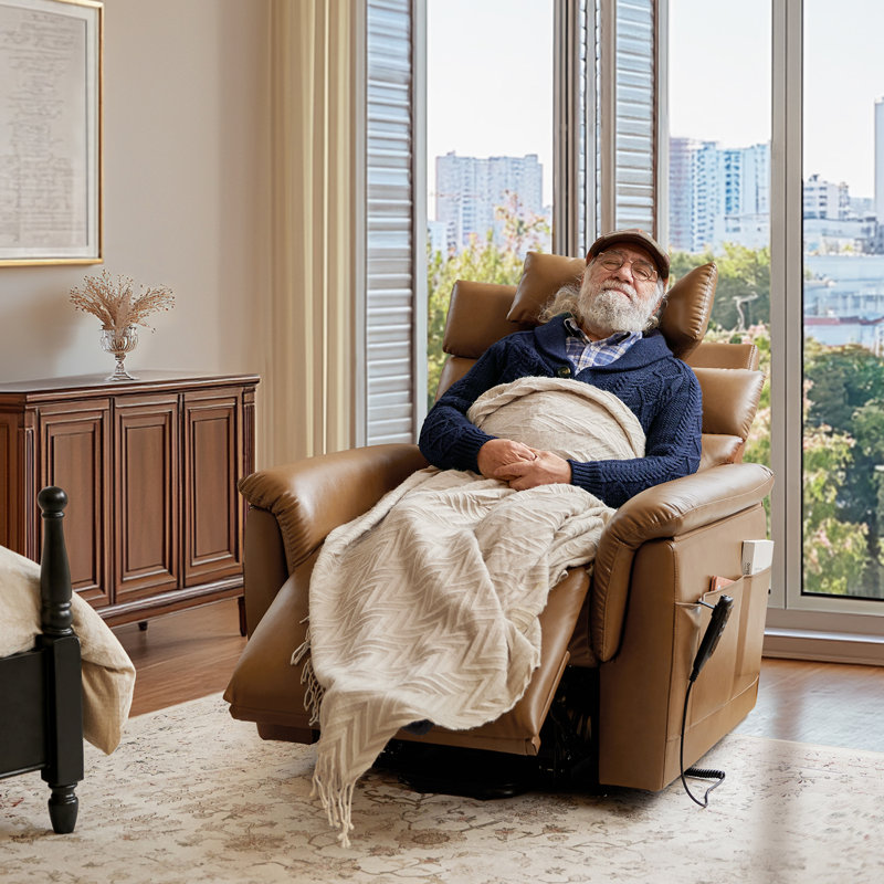 Heilman Modern Dual Motor Power Lift Recliner with Hugging Support, Camel