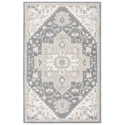 Percy Lauren Ralph Lauren Hand Tufted Wool/Cotton Oriental Rug in Gray/Ivory